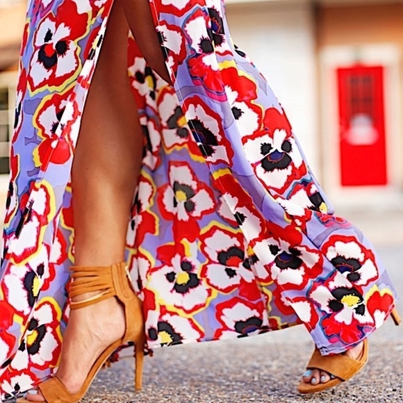 YUMI KIM Chelsea Pansy Floral Pure Silk Racerback Maxi Dress - Picture 3 of 15
